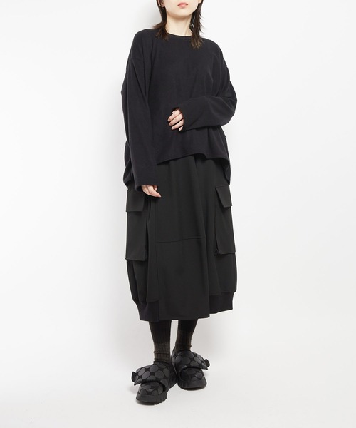 gomme（ゴム）の「ウォームリッチ　Ｂバルーン長袖Ｔ（Tシャツ/カットソー・レディース・チャコールグレー/ブラック/グリーン・MEDIUM）」の12枚目の写真