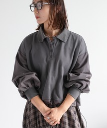 異素材ミックスポロ ドロストプルオーバー