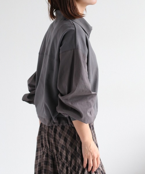 cepo(セポ)の「異素材ミックスポロ ドロストプルオーバー(Tシャツ/カットソー・レディース・チャコール/オフホワイト/ブルー・M)」の19枚目の写真