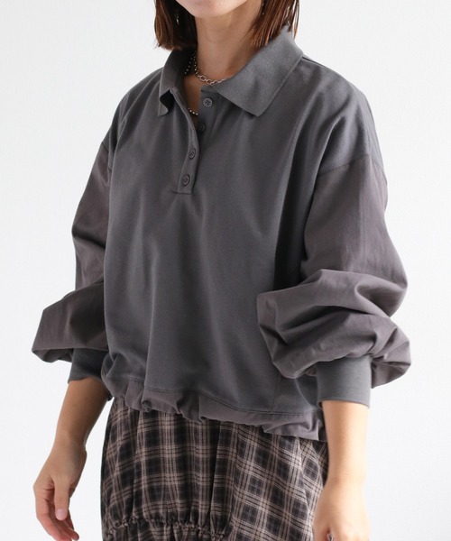 cepo(セポ)の「異素材ミックスポロ ドロストプルオーバー(Tシャツ/カットソー・レディース・チャコール/オフホワイト/ブルー・M)」の22枚目の写真