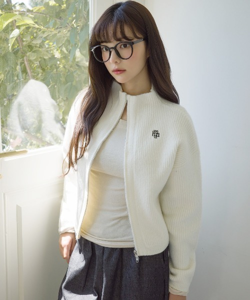 A'GEM/9 × .kom 『muah muah/ムーアムーア』SOLID STITCH KNIT ZIPUP