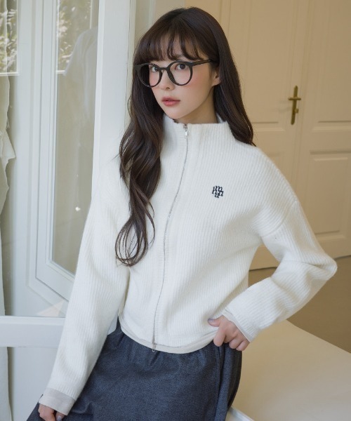 A'GEM/9 × .kom 『muah muah/ムーアムーア』SOLID STITCH KNIT ZIPUP