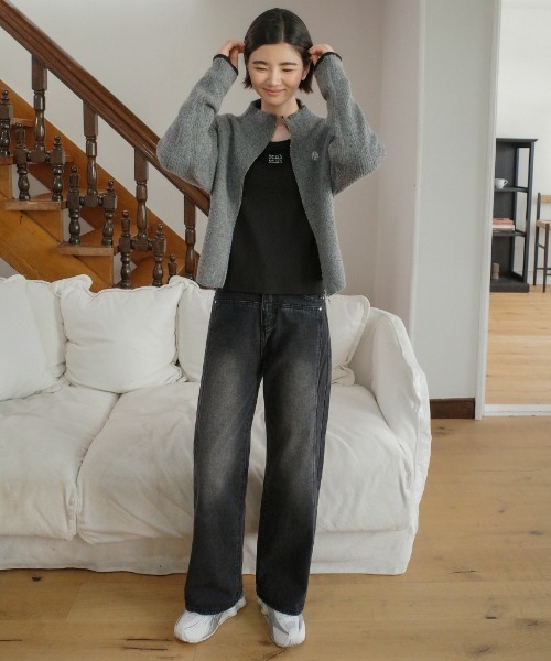 A'GEM/9 × .kom 『muah muah/ムーアムーア』SOLID STITCH KNIT ZIPUP