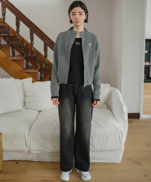 A'GEM/9 × .kom 『muah muah/ムーアムーア』SOLID STITCH KNIT ZIPUP