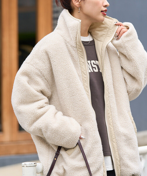 限定展開 スタンドカラー リバーシブル ボア ブルゾン（ブルゾン