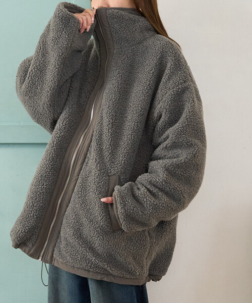 限定展開 スタンドカラー リバーシブル ボア ブルゾン（ブルゾン