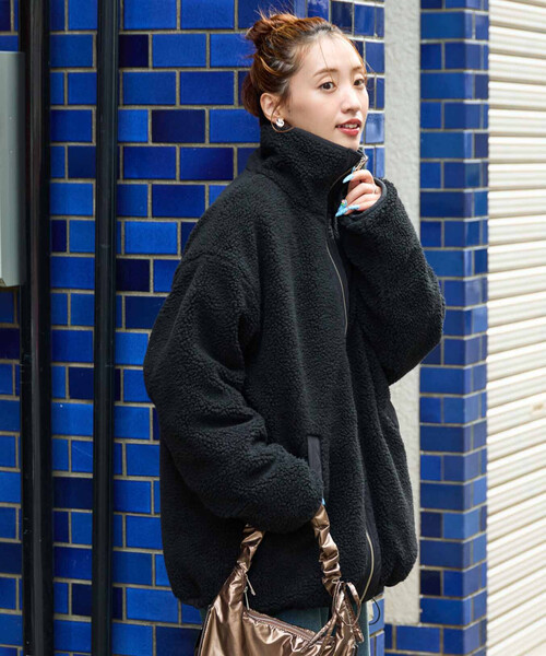 限定展開 スタンドカラー リバーシブル ボア ブルゾン（ブルゾン