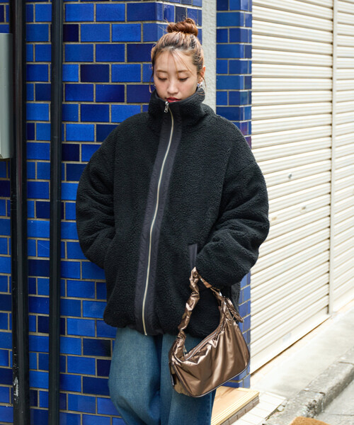 FREAK'S STORE（フリークスストア）の「限定展開　スタンドカラー リバーシブル ボア ブルゾン（ブルゾン・レディース・オリーブ/ブラック/グレー/ナチュラル・ﾌﾘ-）」の10枚目の写真