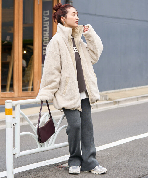 FREAK'S STORE（フリークスストア）の「限定展開　スタンドカラー リバーシブル ボア ブルゾン（ブルゾン・レディース・オリーブ/ブラック/グレー/ナチュラル・ﾌﾘ-）」の18枚目の写真