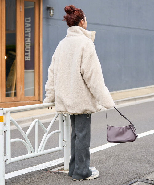 FREAK'S STORE（フリークスストア）の「限定展開　スタンドカラー リバーシブル ボア ブルゾン（ブルゾン・レディース・オリーブ/ブラック/グレー/ナチュラル・ﾌﾘ-）」の19枚目の写真