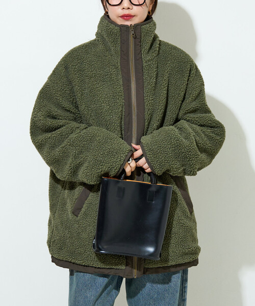 セール】限定展開 スタンドカラー リバーシブル ボア ブルゾン