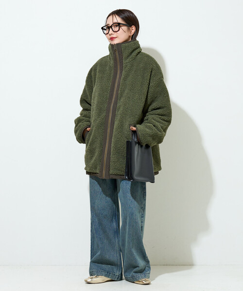 セール】限定展開 スタンドカラー リバーシブル ボア ブルゾン