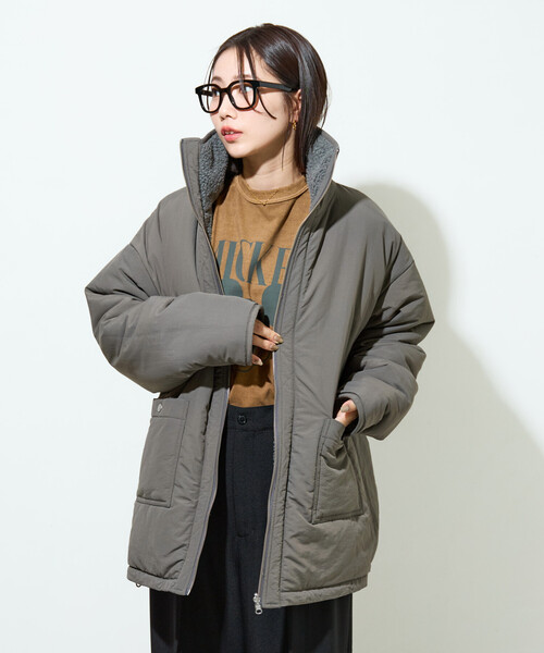 セール】限定展開 スタンドカラー リバーシブル ボア ブルゾン