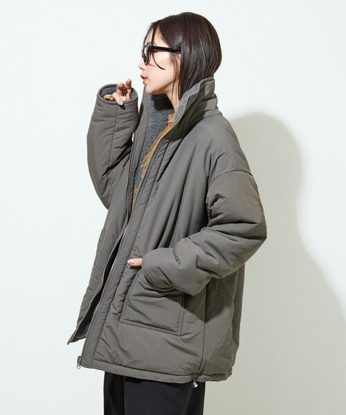 glamlipsスタンドカラーリバーシブルブルゾン セール】限定展開 スタンドカラー リバーシブル ボア ブルゾン