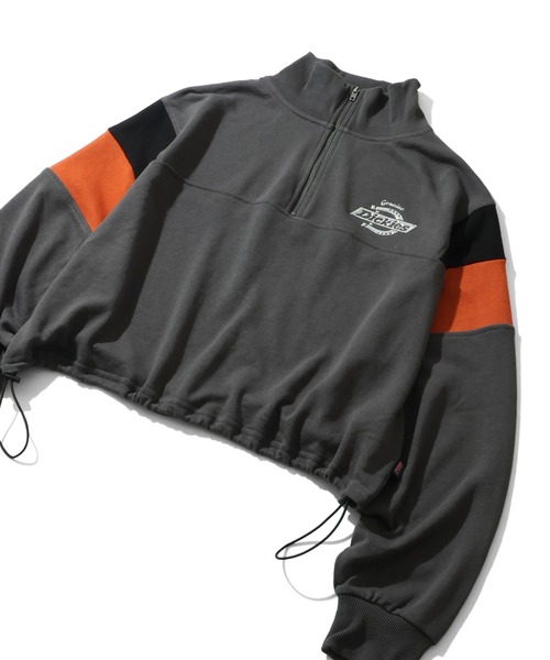Dickies(ディッキーズ)の「【GENUINE DICKIES/ジェニュインディッキーズ】裏毛 ショート丈 ハーフジップ スウェット(スウェット・レディース・ダークネイビー/オフホワイト/スミクロ・M/L)」の8枚目の写真