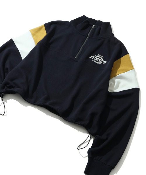 Dickies(ディッキーズ)の「【GENUINE DICKIES/ジェニュインディッキーズ】裏毛 ショート丈 ハーフジップ スウェット(スウェット・レディース・ダークネイビー/オフホワイト/スミクロ・M/L)」の9枚目の写真
