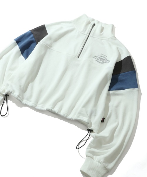 Dickies(ディッキーズ)の「【GENUINE DICKIES/ジェニュインディッキーズ】裏毛 ショート丈 ハーフジップ スウェット(スウェット・レディース・ダークネイビー/オフホワイト/スミクロ・M/L)」の7枚目の写真