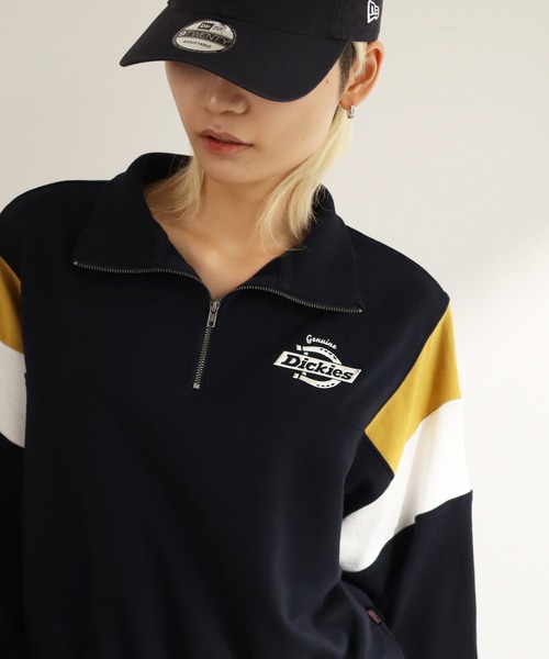 Dickies(ディッキーズ)の「【GENUINE DICKIES/ジェニュインディッキーズ】裏毛 ショート丈 ハーフジップ スウェット(スウェット・レディース・ダークネイビー/オフホワイト/スミクロ・M/L)」の19枚目の写真