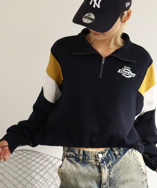 Dickies(ディッキーズ)の「【GENUINE DICKIES/ジェニュインディッキーズ】裏毛 ショート丈 ハーフジップ スウェット(スウェット・レディース・ダークネイビー/オフホワイト/スミクロ・M/L)」の21枚目の写真