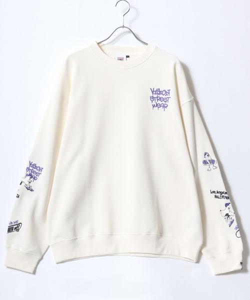 VISION STREET WEAR(ヴィジョンストリートウェア)の「VISION STREET WEAR/ヴィジョンストリートウエア オーバーサイズ 裏毛 ワンポイントロゴ スケボーベアバックプリント 袖ゴースト刺繍 スウェットトレーナー レディース メンズ(スウェット・レディース・アッシュグレー/ブラック/オフホワイト/グレー系その他/ワイン/チャコール・M/L/LL)」の12枚目の写真