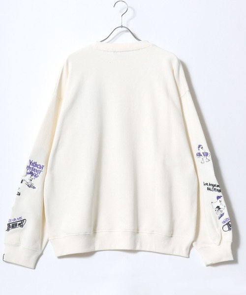 VISION STREET WEAR(ヴィジョンストリートウェア)の「VISION STREET WEAR/ヴィジョンストリートウエア オーバーサイズ 裏毛 ワンポイントロゴ スケボーベアバックプリント 袖ゴースト刺繍 スウェットトレーナー レディース メンズ(スウェット・レディース・アッシュグレー/ブラック/オフホワイト/グレー系その他/ワイン/チャコール・M/L/LL)」の11枚目の写真