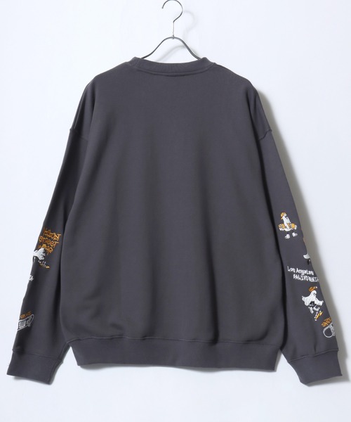 VISION STREET WEAR(ヴィジョンストリートウェア)の「VISION STREET WEAR/ヴィジョンストリートウエア オーバーサイズ 裏毛 ワンポイントロゴ スケボーベアバックプリント 袖ゴースト刺繍 スウェットトレーナー レディース メンズ(スウェット・レディース・アッシュグレー/ブラック/オフホワイト/グレー系その他/ワイン/チャコール・M/L/LL)」の9枚目の写真