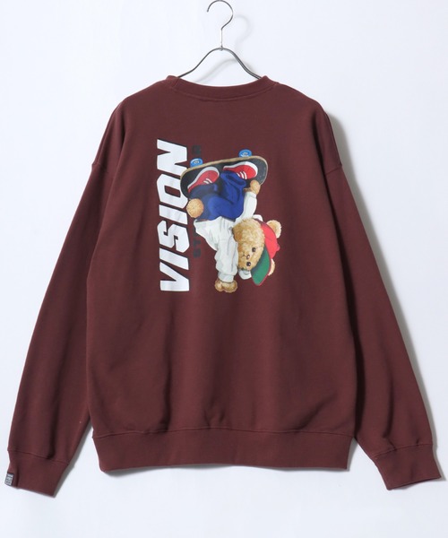 VISION STREET WEAR(ヴィジョンストリートウェア)の「VISION STREET WEAR/ヴィジョンストリートウエア オーバーサイズ 裏毛 ワンポイントロゴ スケボーベアバックプリント 袖ゴースト刺繍 スウェットトレーナー レディース メンズ(スウェット・レディース・アッシュグレー/ブラック/オフホワイト/グレー系その他/ワイン/チャコール・M/L/LL)」の22枚目の写真