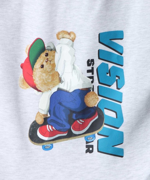 VISION STREET WEAR(ヴィジョンストリートウェア)の「VISION STREET WEAR/ヴィジョンストリートウエア オーバーサイズ 裏毛 ワンポイントロゴ スケボーベアバックプリント 袖ゴースト刺繍 スウェットトレーナー レディース メンズ(スウェット・レディース・アッシュグレー/ブラック/オフホワイト/グレー系その他/ワイン/チャコール・M/L/LL)」の14枚目の写真