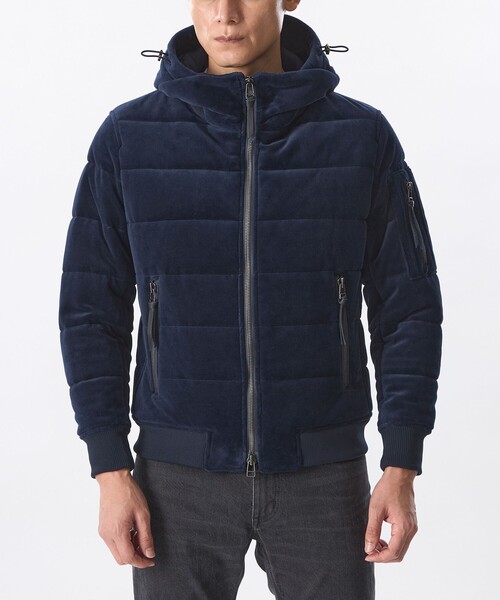EPOCA UOMO(エポカウォモ)の「【Safari Lounge別注】ベロアジャージー中わたブルゾン(ブルゾン・メンズ・ダークネイビー/ブラック・48/46)」の5枚目の写真