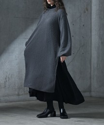サイドディープスリットニットワンピース