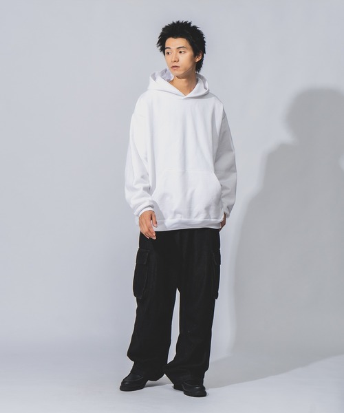 LOS ANGELES APPAREL（ロサンゼルスアパレル）の「【LOS ANGELES APPAREL /ロサンゼルス アパレル】14OZ ヘビースウェットフーディー HF09 14oz ヘビーフリース フード付きプルオーバー スウェットシャツ MADE IN USA パーカー トレーナー フーディー（パーカー・メンズ・ネイビー/ホワイト・MEDIUM/XX-LARGE/LARGE/X-LARGE）」の3枚目の写真