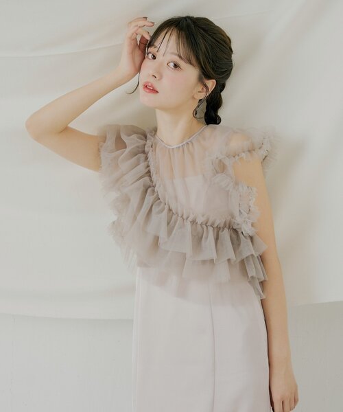 Chico アシメフリルトップス＋キャミワンピース SALON by Chico】アシメフリルトップス+キャミワンピース 【公式通販】