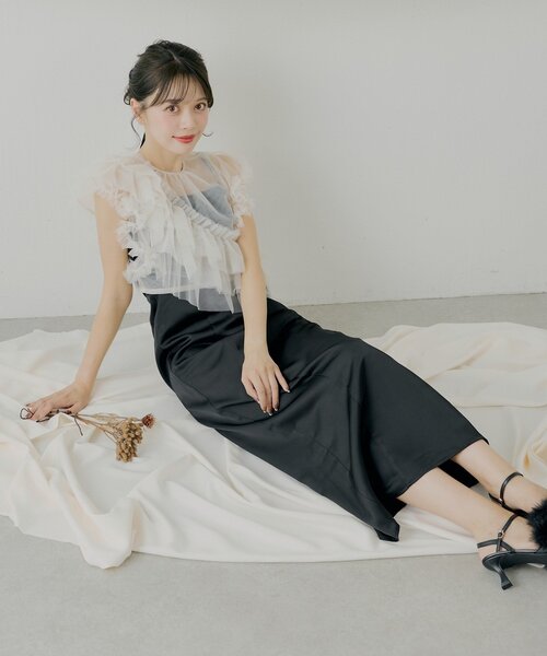 【SALON by Chico】アシメフリルトップス+キャミワンピース