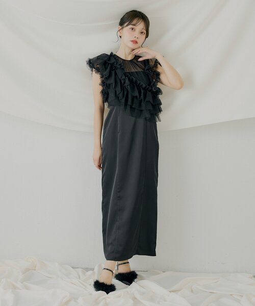 SALON by Chico】アシメフリルトップス+キャミワンピース（ドレス