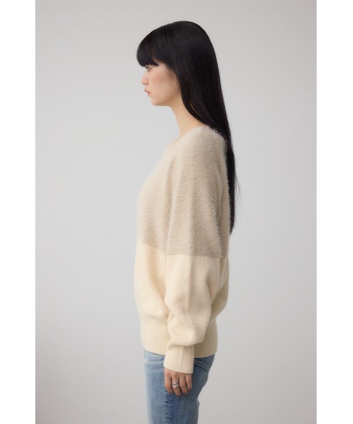 AZUL by moussy（アズールバイマウジー）の「シャギー切替ドルマンニット（ニット/セーター・レディース・アイボリー/ブラック/グレー・FREE）」の8枚目の写真