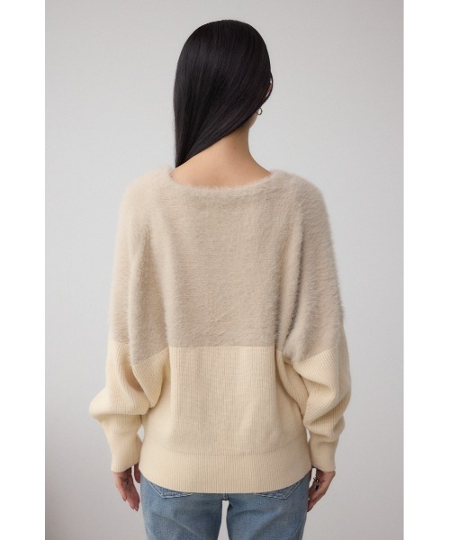 AZUL by moussy（アズールバイマウジー）の「シャギー切替ドルマンニット（ニット/セーター・レディース・アイボリー/ブラック/グレー・FREE）」の9枚目の写真