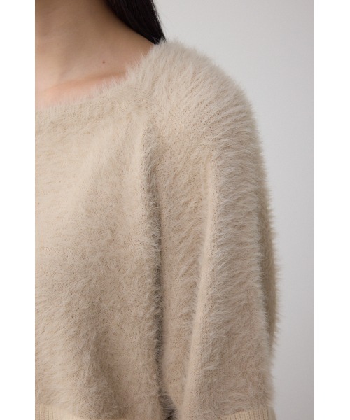 AZUL by moussy（アズールバイマウジー）の「シャギー切替ドルマンニット（ニット/セーター・レディース・アイボリー/ブラック/グレー・FREE）」の11枚目の写真