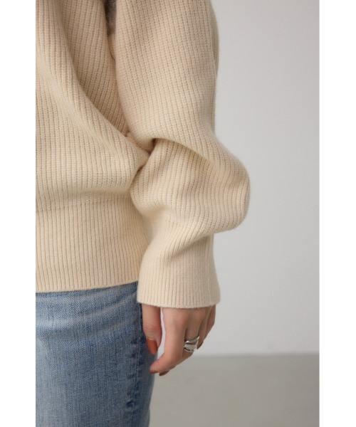 AZUL by moussy（アズールバイマウジー）の「シャギー切替ドルマンニット（ニット/セーター・レディース・アイボリー/ブラック/グレー・FREE）」の12枚目の写真
