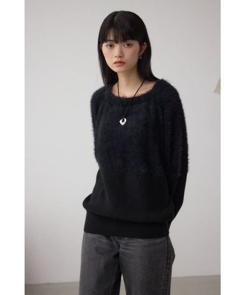 AZUL by moussy（アズールバイマウジー）の「シャギー切替ドルマンニット（ニット/セーター・レディース・アイボリー/ブラック/グレー・FREE）」の16枚目の写真