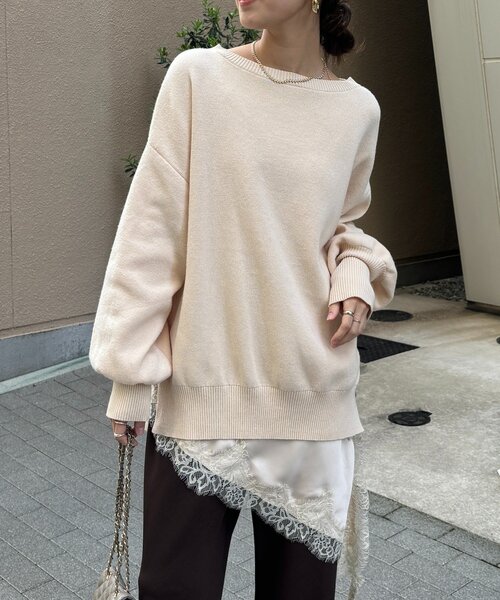 DouDou（ドゥドゥ）の「【インフルエンサーREI企画】ルーズニット（ニット/セーター・レディース・ブラウン/チャコールグレー/オフホワイト・FREE）」の7枚目の写真