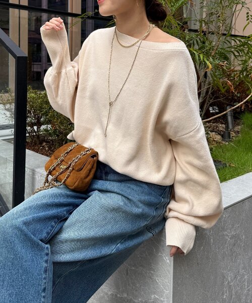 DouDou（ドゥドゥ）の「【インフルエンサーREI企画】ルーズニット（ニット/セーター・レディース・ブラウン/チャコールグレー/オフホワイト・FREE）」の17枚目の写真