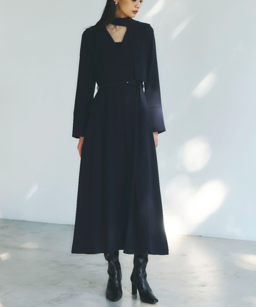 ダブルサテンクラシカルワンピース（ワンピース）｜anuans（ア