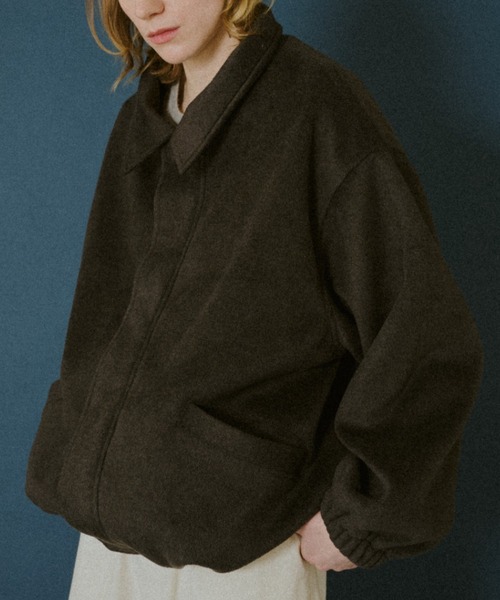 Leather-Collar Melton Jacket / レザーカラー メルトンジャケット