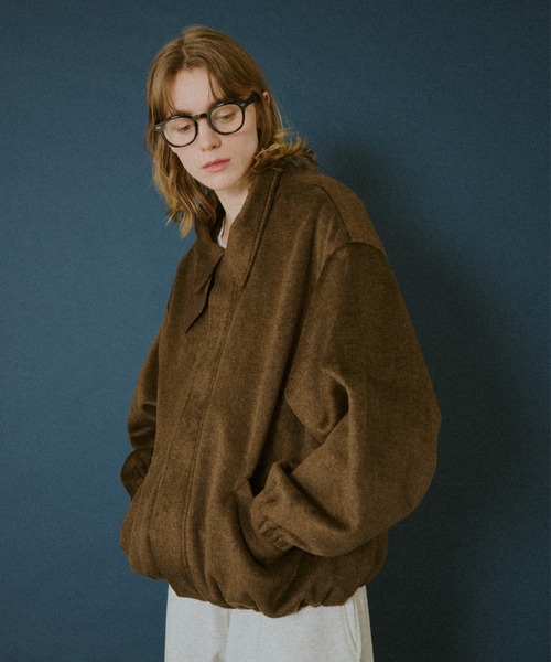 セール】Leather-Collar Melton Jacket / レザーカラー メルトン