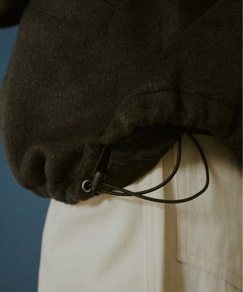 BROKEN BASE(ブロークンベース)の「Leather-Collar Melton Jacket / レザーカラー メルトンジャケット(その他アウター・メンズ・ブラック/ブラウン・MEDIUM/LARGE)」の3枚目の写真