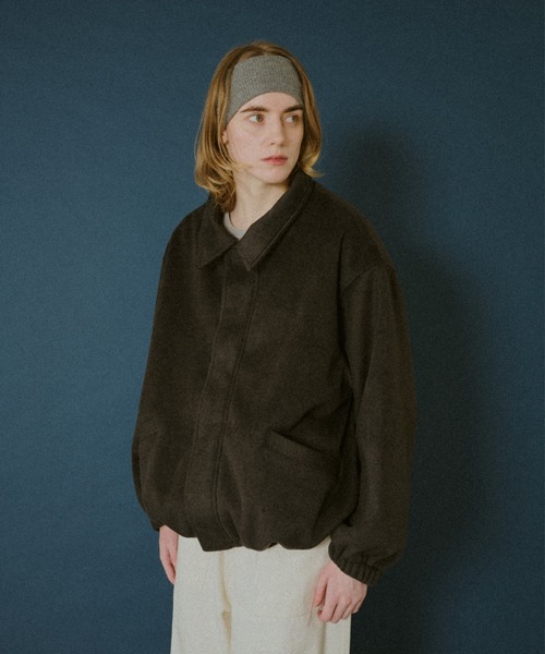 BROKEN BASE(ブロークンベース)の「Leather-Collar Melton Jacket / レザーカラー メルトンジャケット(その他アウター・メンズ・ブラック/ブラウン・MEDIUM/LARGE)」の4枚目の写真