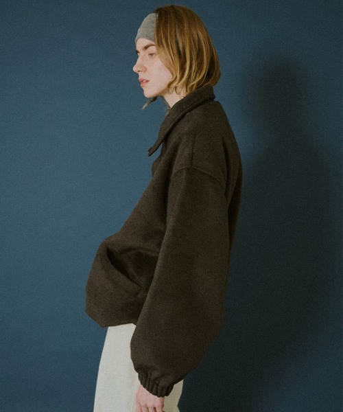 BROKEN BASE(ブロークンベース)の「Leather-Collar Melton Jacket / レザーカラー メルトンジャケット(その他アウター・メンズ・ブラック/ブラウン・MEDIUM/LARGE)」の6枚目の写真