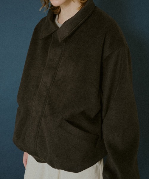 BROKEN BASE(ブロークンベース)の「Leather-Collar Melton Jacket / レザーカラー メルトンジャケット(その他アウター・メンズ・ブラック/ブラウン・MEDIUM/LARGE)」の8枚目の写真