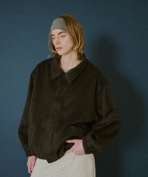 BROKEN BASE(ブロークンベース)の「Leather-Collar Melton Jacket / レザーカラー メルトンジャケット(その他アウター・メンズ・ブラック/ブラウン・MEDIUM/LARGE)」の9枚目の写真
