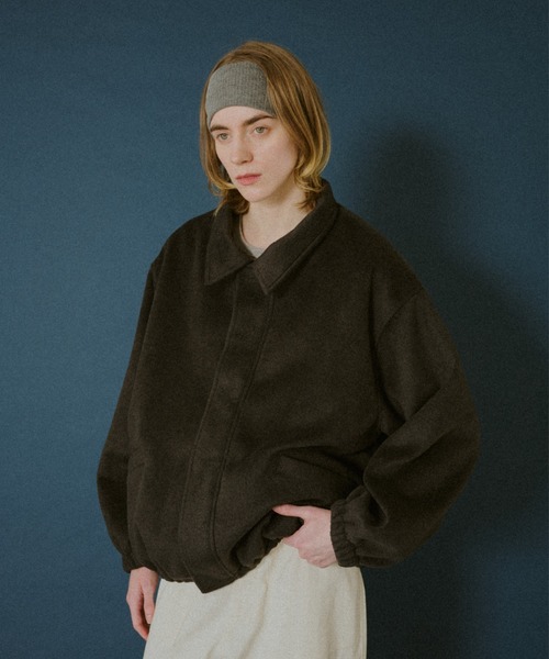 BROKEN BASE(ブロークンベース)の「Leather-Collar Melton Jacket / レザーカラー メルトンジャケット(その他アウター・メンズ・ブラック/ブラウン・MEDIUM/LARGE)」の10枚目の写真